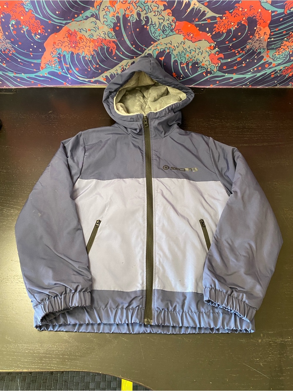Kids Two-Tone Blue Hooded Winter Jacket - Unbranded